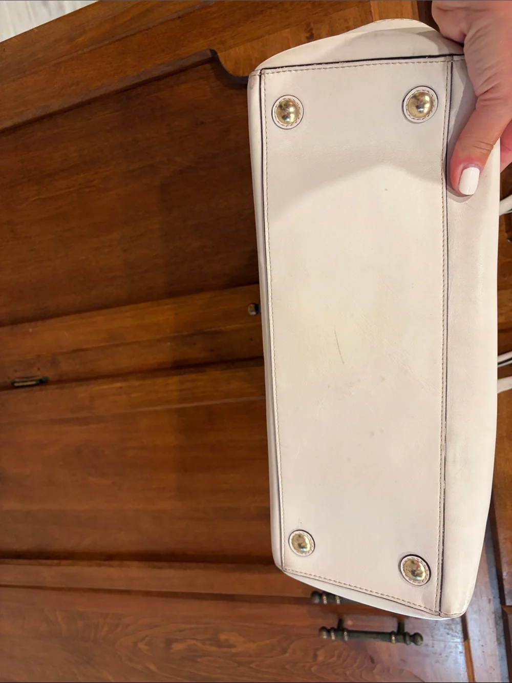 Coach Cream Leather Tote with Gold Turn-Lock